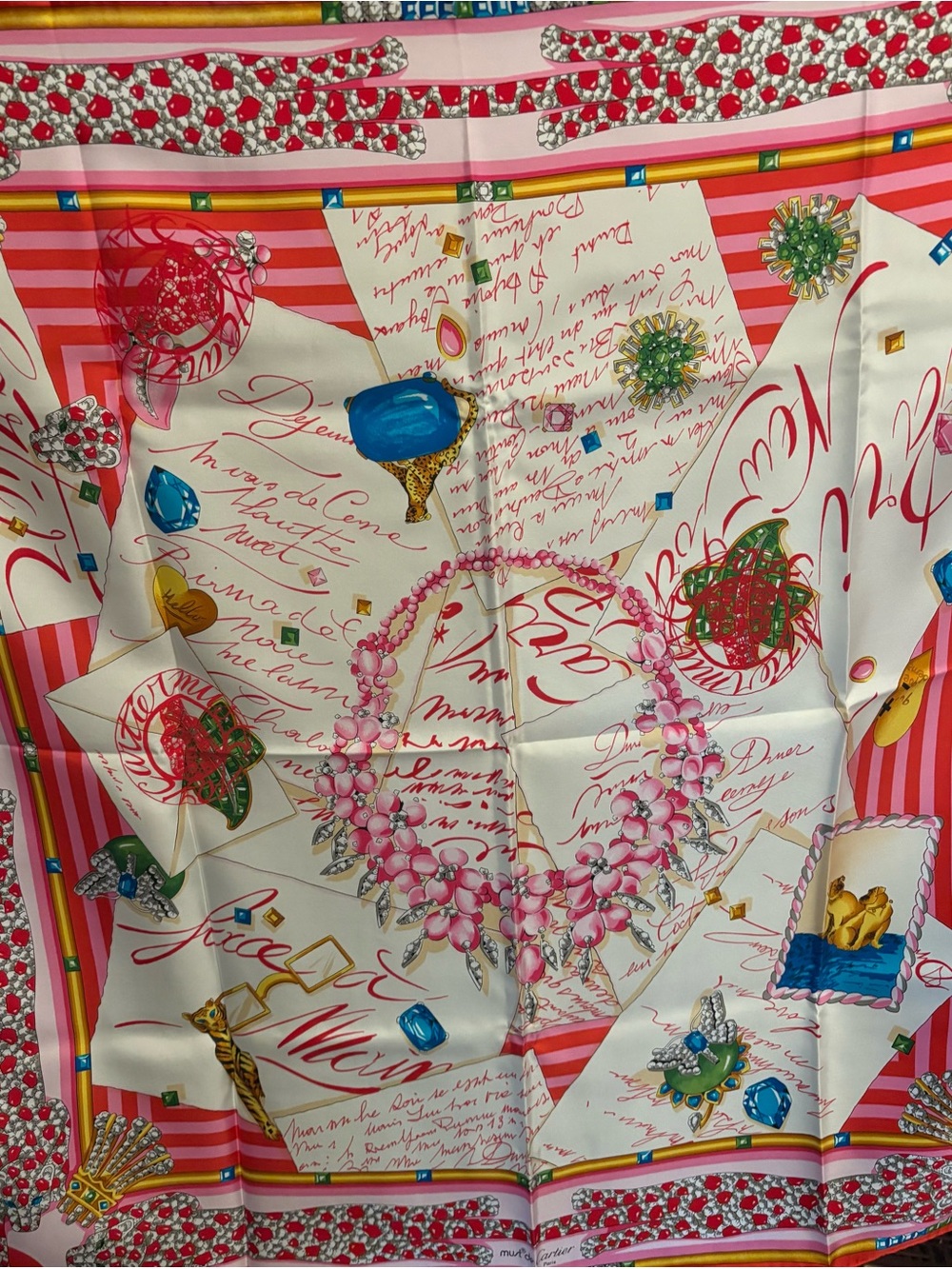 Must de Cartier Pink Gemstone Print Silk Scarf - Picture 2 of 8
